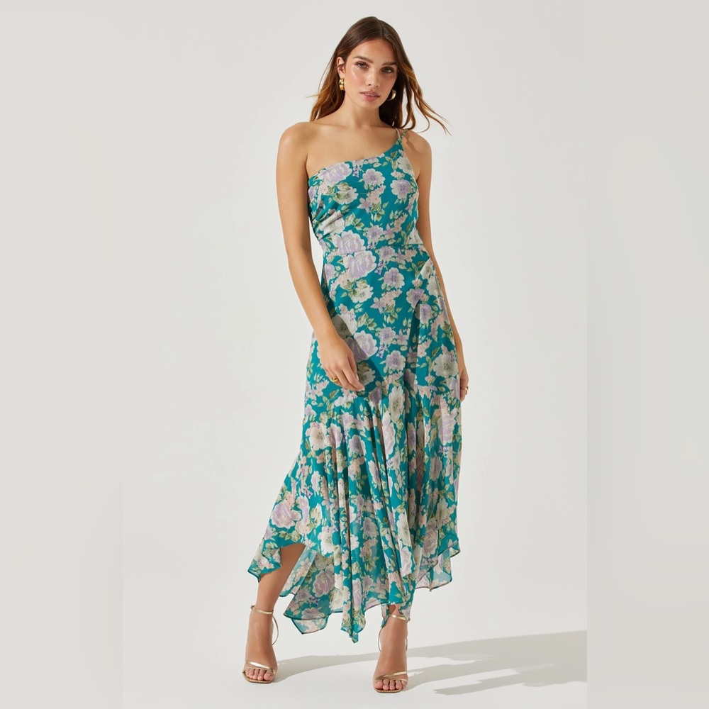 Emmylou Floral One Shoulder Midi Dress